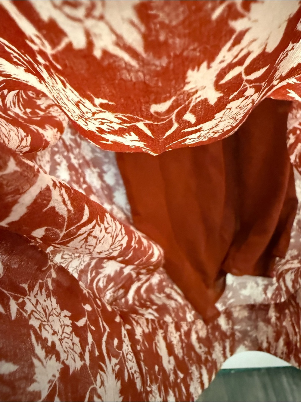 Women's Rag & Bone Elysse Midi Dress in Rust Floral Chiffon Size Small - Picture 9 of 13